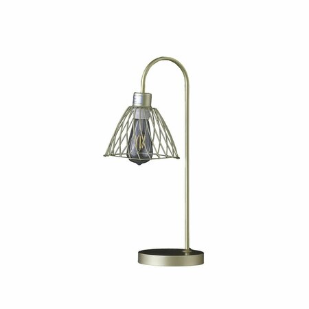 CLING 20.5 in. Industrial Farm Pendant Cage Satin Matte Gold Metal Table Lamp CL3107768
